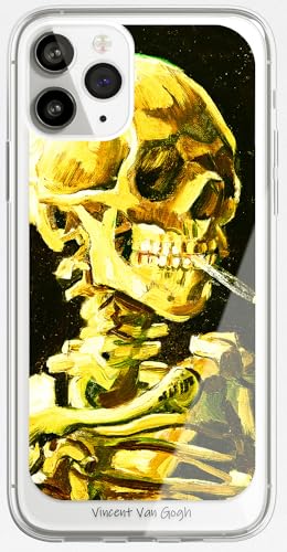 Berkin Arts Kompatible iPhone 15 Pro Hülle Klares Transparentes TPU Cover Postimpressionismus (Vincent Van Gogh-Totenkopf mit Zigarette) von Berkin Arts