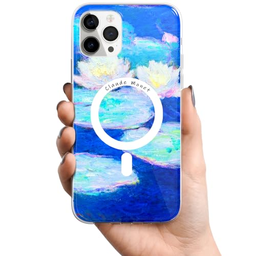 Berkin Arts Kompatible iPhone 15 Pro Max Hülle Klar Transparent Cover [Kompatibel mit MagSafe], Impressionismus bunter Pastos-Pinsel (Claude Monet-Seerosen) von Berkin Arts