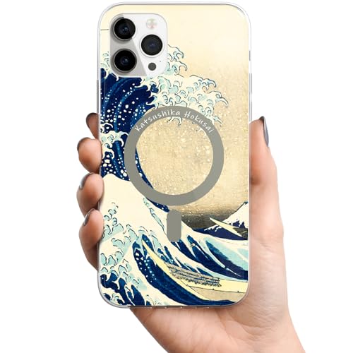 Berkin Arts Kompatible iPhone 15 Pro Max Hülle Klar Transparent Cover [Kompatibel mit MagSafe], Japanischer Stil Ukiyo-e (Katsushika Hokusai-Die große Welle vor Kanagawa) von Berkin Arts