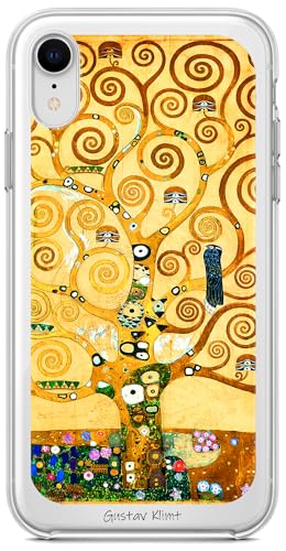 Berkin Arts Kompatible iPhone XR Hülle Klares Transparentes TPU Cover Khaki ästhetisches schickes Blühen (Gustav Klimt-Baum des Lebens) von Berkin Arts