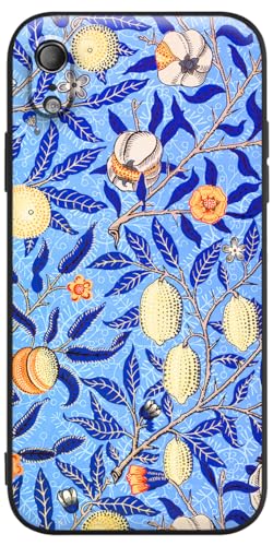 Berkin Arts Kompatible iPhone XR Hülle Silikon Cover mit Displayschutzfolie Volkskunst-Nouveau-Botanik (William Morris-Granatapfel) von Berkin Arts