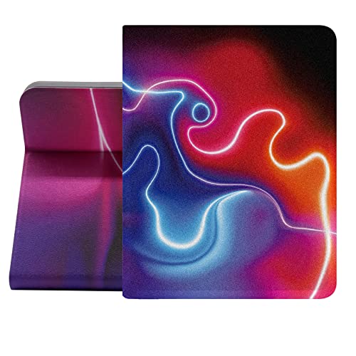 Berkin Arts iPad 10. Generation Hülle 2022 (10.9 Zoll) A2757/A2696/A2777 Folio Case Premium-Lederbezug Holographie Abstrakte Neonformen Coole lila-Blaue Beleuchtung von Berkin Arts
