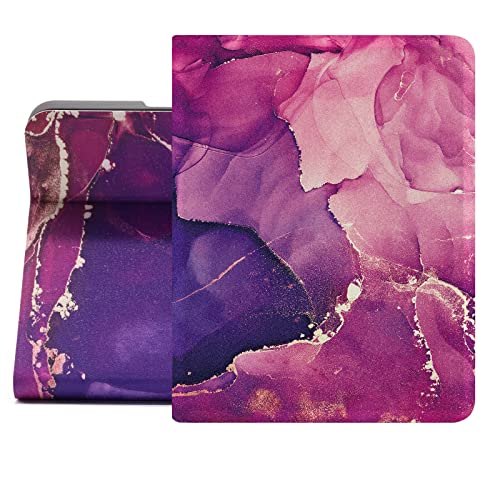 Berkin Arts Kompatibel mit iPad Mini 5./ 4. Generation Hülle (7.9 Zoll) 2019 2015 Folio Case Premium-Lederbezug Synchronismus Lila Zinnober-Cyan Papiermarmorierung von Berkin Arts