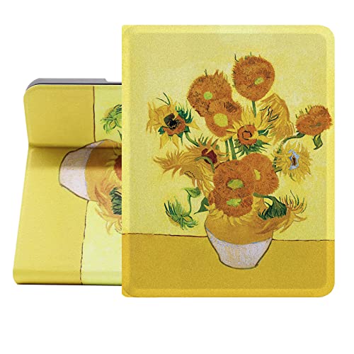 Berkin Arts iPad Mini 6. Generation Hülle (8.3 Zoll) 2021 A2568/A2569 Folio Case Premium-Lederbezug Post-Impressionismus Gelbe Blumen (Van Gogh-Sonnenblume) von Berkin Arts