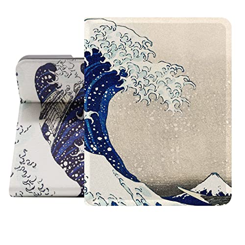 Berkin Arts iPad Mini 6. Generation Hülle (8.3 Zoll) 2021 A2568/A2569 Folio Case Premium-Lederbezug Ukiyo-e Japanischer Stil (Hokusai – Die große Welle) von Berkin Arts