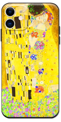 Gustav Klimt Schutzhülle für iPhone 12 Mini, niedlich, hochwertig, mit Design, Unisex, Gelb, romantisch, Luv, Valentinstag, ausgefallene Liebeslandschaft, Poetische blühende Landschaft, mit von Berkin Arts