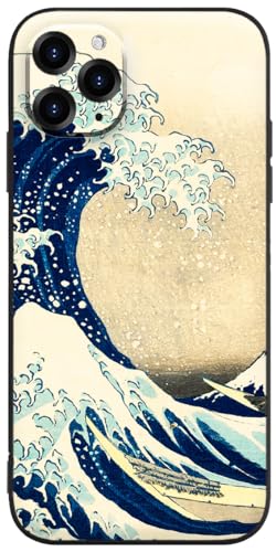 Kompatibel mit iPhone 11 Pro Cute Art Case Schutzhülle mit Design für Frauen, Hard Bumper, Slim Fit Dünn mit Displayschutzfolie (Under The Wave Off Kanagawa The Great Wave by Katsushika Hokusai) von Berkin Arts