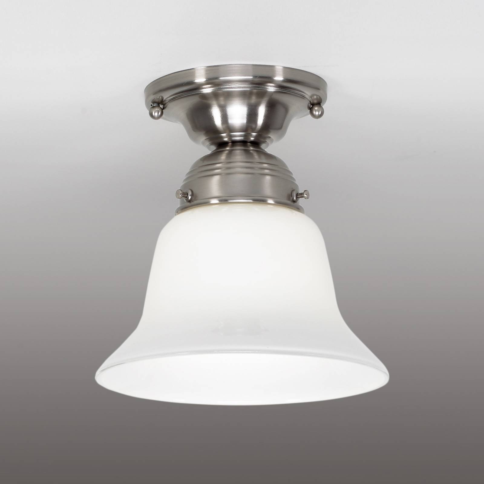 Deckenleuchte Alena in Nickel matt mit Glasschirm Deckenleuchte Alena in Nickel matt mit Glasschirm von Berliner Messinglampen