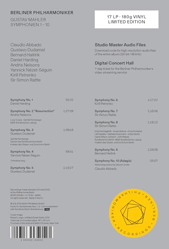 Mahler: Symphonies Nos. 1-10 (17 LP) [Vinyl LP] von Berliner Philharmon