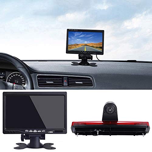 「12mm Objektiv CMOS Rückfahrkamera+ 7 Zoll TFT LCD Bildschirm Monitor」Bremsleuchte Auto Dach Rückfahrkamera für Ford Transit Connect 2014-2017 Van MPV SUV Bus von Berlingan
