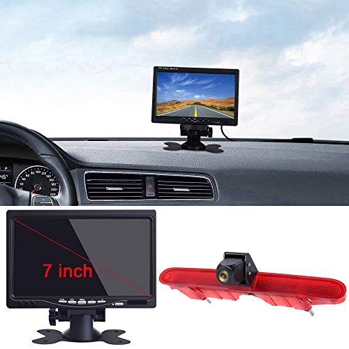 「12mm Objektiv CMOS Rückfahrkamera+ 7 Zoll TFT LCD Bildschirm Monitor」Bremsleuchte Auto Dach Rückfahrkamera für Peugeot Partner 2 II Tepee Rifter/Citroen Berlingo 3 III 4 IV B9 Kasten ab Bj von Berlingan