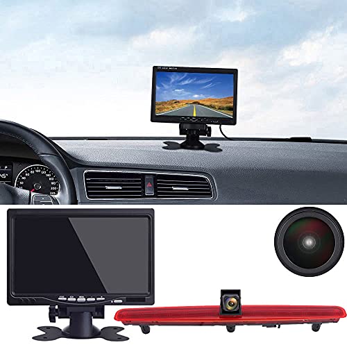18mm Linse Top Qualität Auto Drittes Dach Original-Bremslicht-Rückfahrkamera, Ersatz für VW T5 Bus Transporter Multivan Caravelle Business mit Heckklappe 2003-2015 Bj (mit 7 Zoll Monitor) von Berlingan