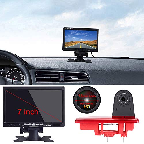 「18mm Linse Top Qualität Rückfahrkamera + 7 Zoll TFT LCD Bildschirm Auto Monitor」Bremsleuchte Auto Dach Rückfahrkamera für FIAT talento Nissan NV300 Renault Trafic III Primastar Opel/Vauchall Vivaro von Berlingan