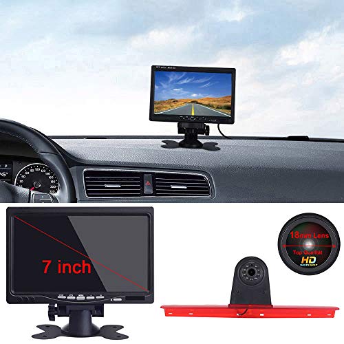 「18mm Linse Top Qualität Rückfahrkamera + 7 Zoll TFT LCD Bildschirm Auto Monitor」Bremsleuchte Auto Dach Rückfahrkamera für VW T5 Bus Transporter Multivan Caravelle von Berlingan