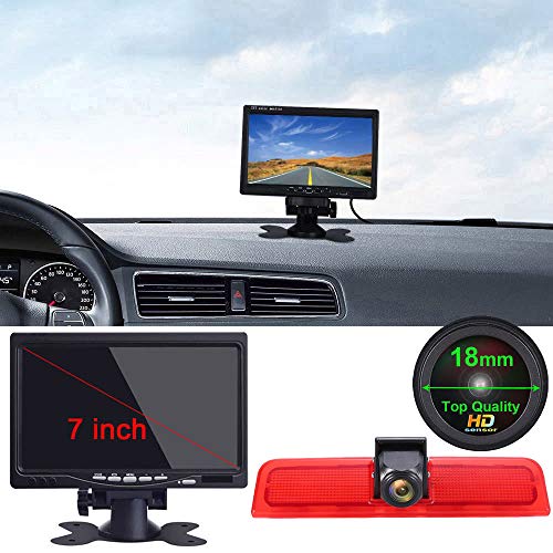 「18mm Linse Top Qualität Rückfahrkamera + 7 Zoll TFT LCD Bildschirm Monitor」Bremsleuchte Auto Dach Rückfahrkamera für VW Caddy Life 2K Facelift III Kasten 2KA Kombi Cross Maxi Tdi dritte 3 2003-2014 von Berlingan
