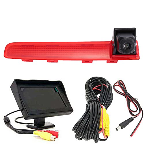 Auto Drittes Dach Original-Bremslicht-Rückfahrkamera, Ersatz für VW T5 Multivan T6 Caravelle Heckklappe Hochdach Bremsleuchte Transporter Business MPV SUV Bus Doppeltiiren (mit 4.3 Zoll Monitor) von Berlingan