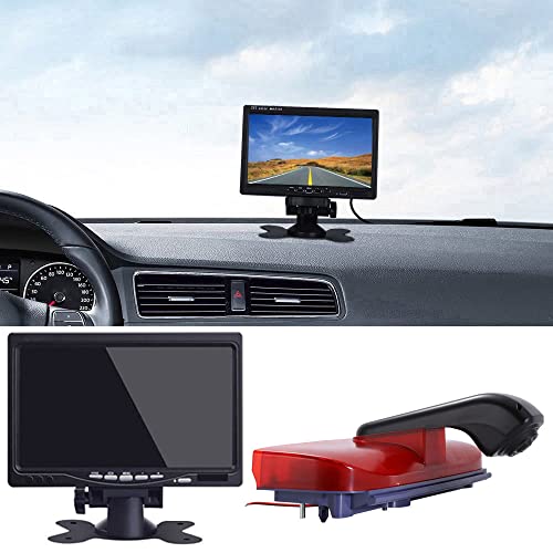 Auto Rückansicht Kamera Bremsleuchte Rückfahrsystem im 3. Bremslicht mit Rückfahrkamera Ersatz für Van Ford Transit Connect 2 II/XL Cargo Titanium Passenger 2014-2022 (mit 7 Zoll Monitor) von Berlingan