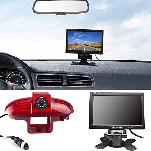 Rückfahrkamera Transportster+7'' TFT LCD Bildschirm Auto Monitor im 3.Bremslicht Bremsleuchte Ersatz für Opel Vivaro surf Concept/Life/Combo/Vauxhall/Renault Trafic/FIAT Talento/Primastar Van von Berlingan