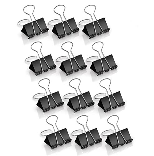 Berlingo Binderclips Set, 1 Packung x 12 Stück, 32 mm, 150 Blatt, Briefklammer, hochwertiges Mettal, rostfreie Stahl, für das Büro, das Home Office oder die Schule und Uni, Schwarz von Berlingo