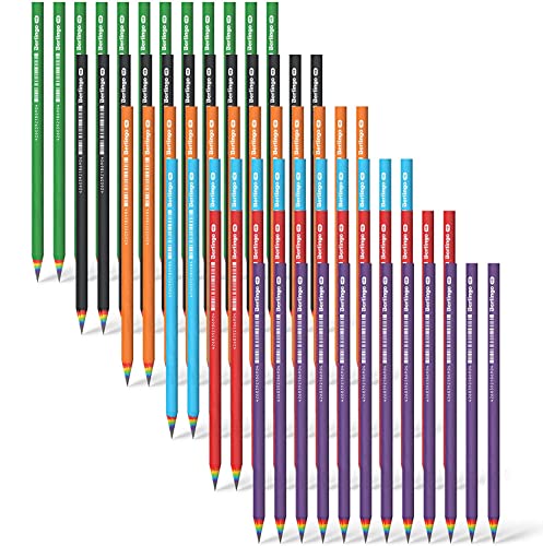 Berlingo Bleistift Set, 72 Stück, HB, vorgespitzt, runde Form, aus gepresstem papier, für das Büro, das Home Office oder die Schule und Uni, Serie Rainbow von Berlingo