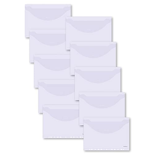 Berlingo Dokumententasche, 10 Stück, A4-Format, PP, 100 Blatt, 180 mikron Klappen Verschluss (Weiß) von Berlingo