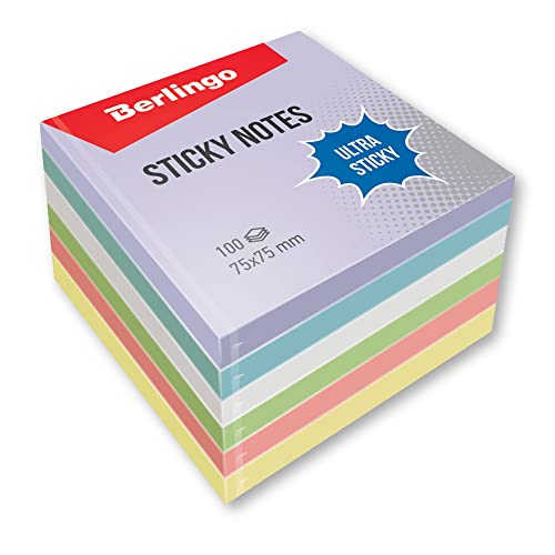 Berlingo Klebezettel Block, 75x75 mm, 1 Blöck, 600 Blatt pro Block, klebende Notizzettel für Notizen und To-Do-Listen, Serie Ultra Klebrig, pastell farben, mix Berlingo Klebezettel Block, 75x75 mm, 1 Blöck, 600 Blatt pro Block, klebende Notizzettel für Notizen und To-Do-Listen, Serie Ultra Klebrig, pastell farben, mix von Berlingo