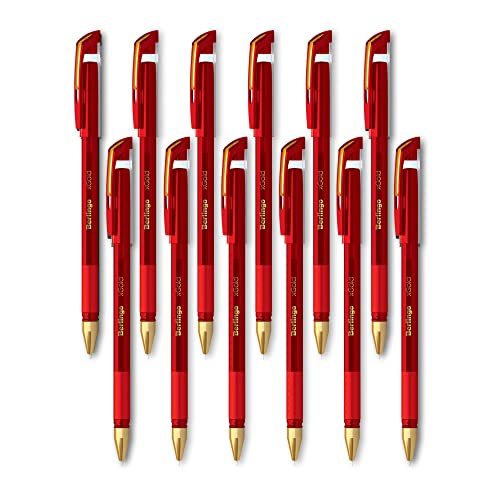Berlingo Kugelschreiber Set, 12 Stück, mit Kappe, 0,7 mm Strichbreite, für das Büro, das Home Office oder die Schule und Uni, Serie xGold (Rot) von Berlingo