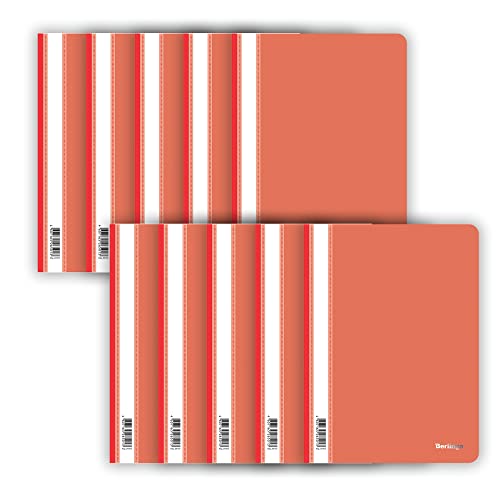 Berlingo Schnellhefter Set, 10 Stück, A4 Format, 100 Blatt, 180 Mikron, PP-Kunststoff, für das Büro, das Home Office oder die Schule und Uni (Rot) von Berlingo