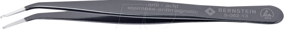 BERN 5 062 13 - SMD-Pinzette, 35° gebogen, mit Greifmulde, 115 mm, ESD BERN 5 062 13 - SMD-Pinzette, 35° gebogen, mit Greifmulde, 115 mm, ESD von Bernstein