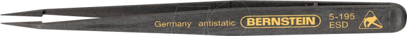 BERN 5 195 - Kunststoff-Pinzette, gerade, abgesetzt, extra fein, 120 mm, ESD von Bernstein