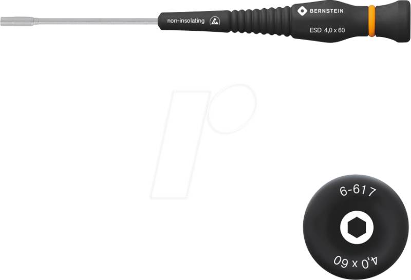 BERN 6 617 - ESD Steckschlüssel, Außensechskant, 4,0 mm von Bernstein
