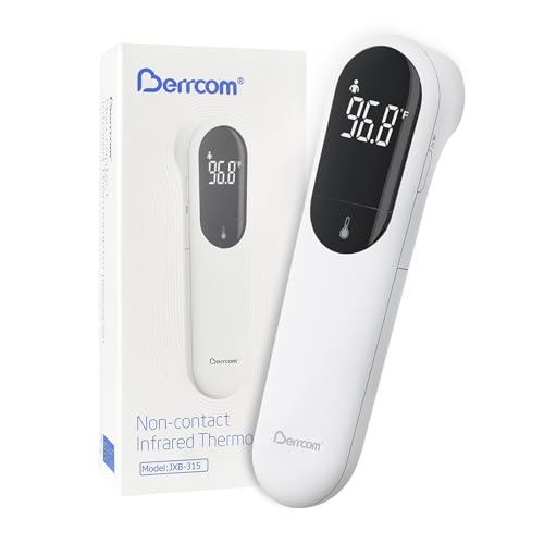 Berrcom Fieberthermometer Kontaktlos Infrarot Stirnthermometer mit Neue Dual-Sonden-Technologie Fieberthermometer für Kinder und Erwachsene mit Sofort Ablesung, Sanfter Vibrationsalarm von Berrcom