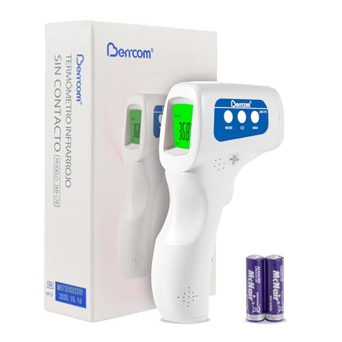 Berrcom Fieberthermometer Kontaktlos Infrarot Stirnthermometer für Babys Thermometer Digitales Stirnthermometer mit sofort Ablesung, Fieberalarm, LCD Anzeige, °F/℃ Schalter von Berrcom