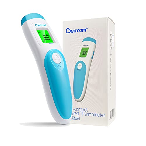 Berrcom Fieberthermometer Kontaktlos Stirnthermometer für Babys Infrarot Digitales Medizinisches Thermometer mit Fieberalarm, Sofort Ablesung von Berrcom
