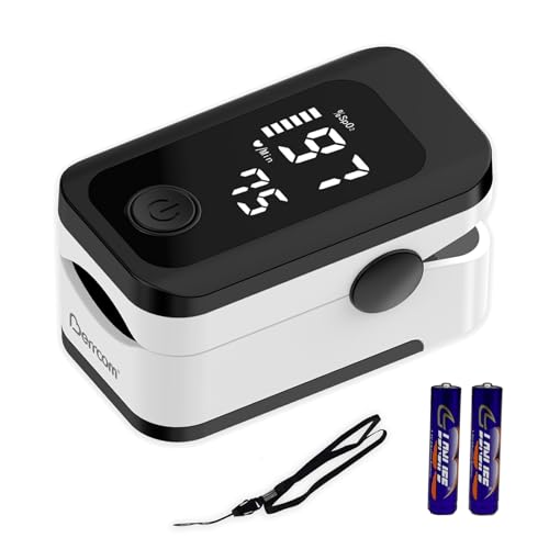 Berrcom Pulsoximeter Blut-Sauerstoff-Sättigung Monitor Finger hohe Genauigkeit Sats Monitor für Kinder, Erwachsene mit Batterien und Lanyard von Berrcom