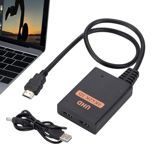 Berriphonia Monitor HD Splitter, 1 In 2 Out Audio Adapter, 4K HD Splitter Hub, Audio Video Distributor für HDTV, Monitor, Projektor von Berriphonia