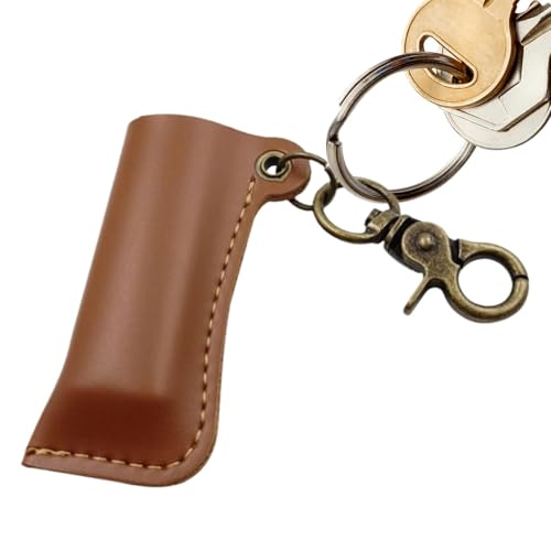 Berriphonia Schützender Anzündpuff für Damen und Herren aus Leder, Zündungstasche aus Leder, Retro-Blutabdeckung mit Schlüsselanhänger | Zubehör für Schlüsselanhänger von Berriphonia