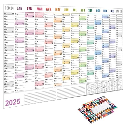 Jahreswandkalender - Jahreskalender mit bunten Aufklebern, Wandkalender bis 12 Monate | Multifunctional Thick Paper Calendar Jahreswandkalender - Jahreskalender mit bunten Aufklebern, Wandkalender bis 12 Monate | Multifunctional Thick Paper Calendar von Berriphonia