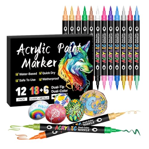 Künstlerisches Marker Set mit Doppelkopf – Malstifte, Kreatives Graffiti-Stifte-Set mit doppeltem Kopf | Schnelltrocknendes Malstift-Set für Malerei von Berriphonia