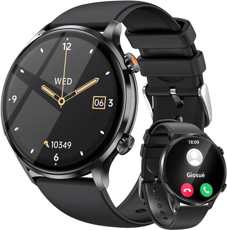 Berrosy Anpassbares Display-Zifferblatt Smartwatch (1,39 Zoll, Android, iOS), mit Telefonfunktion, Schlafmonitor Pulsuhr, IP68 Wasserdicht Sportuhr von Berrosy