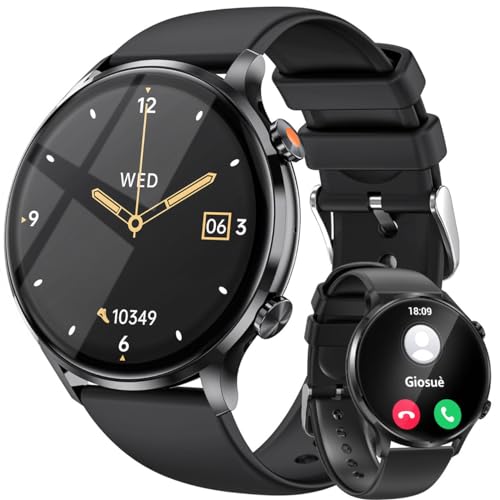 Smartwatch Herren Damen, 1,39" HD Rund Fitnessuhr Herren mit Telefonfunktion, Smartwatch mit Schlafmonitor Pulsuhr SPO2, IP68 Wasserdicht Sportuhr Schrittzähle, 100+ Sportmodi für Android/iPhone von Berrosy