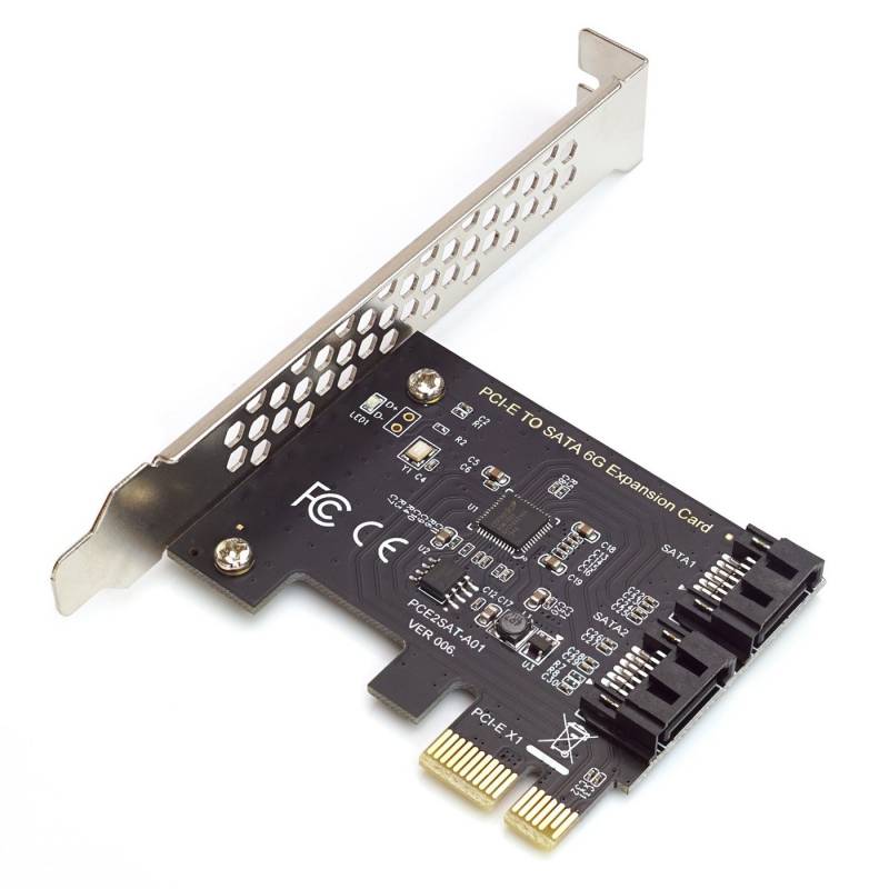 BerryBase 2 Port SATA PCI Express x1 Karte, ASM1061 Chipsatz Adapter, 20 cm von BerryBase
