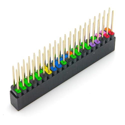 BerryBase 2x20 Pin Buchsenleiste für Raspberry Pi, Stiftleiste farbig kodiert, gpio Stacking Header,Pin Header für PCB Board, weiblich 2-reihig Kurze Stiftleisten für Anschlussschnittstelle, 13,3mm von BerryBase