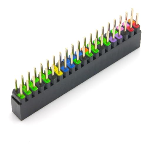 BerryBase 2x20 Pin Buchsenleiste für Raspberry Pi, Stiftleiste farbig kodiert, gpio Stacking Header,Pin Header für PCB Board, weiblich 2-reihig Kurze Stiftleisten für Anschlussschnittstelle, 6,2mm von BerryBase