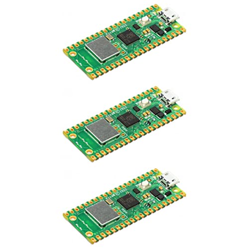 BerryBase 3 x Raspberry Pi Pico W, Raspberry Pi Pico Board mit WiFi, RP2040 mit WLAN Mikrocontroller-Board, Dual-Core Arm Prozessor, Unterstützung 2.4 GHZ Wi-Fi 4, 3 Stück inkl. E-Guide! von BerryBase