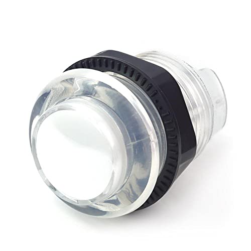 BerryBase Arcade Button 30mm, beleuchtet, LED 5V DC, Druckschalter, Arcade-Taste, Konsolentasten für PC Joystick Spiele Arcade Kampfspiele, Drucktaster für Arcade, Arcade Zubehör, transparent - weiß von BerryBase