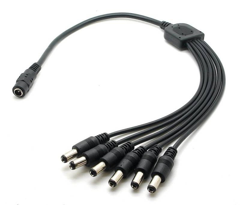 BerryBase DC Hohlstecker 5,5 x 2,1mm Y-Verteiler 1x Buchse - 6x Stecker Netzkabel von BerryBase