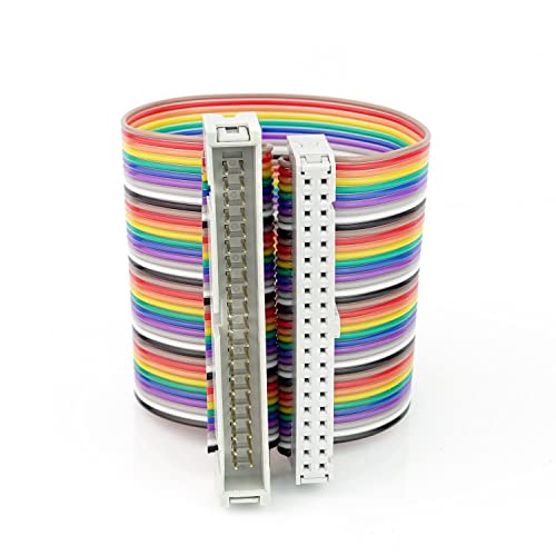 BerryBase GPIO Adapter-Kabel 40 Pin Male to Female 15cm, 40-poliges Regenbogen-Flachbandkabel Verlängerungskabel mit Stecker und Buchse für Raspberry Pi, Board-Steckbrett, Computerzubehör von BerryBase