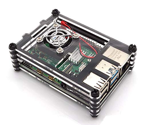 BerryBase Gehäuse für Raspberry Pi 4 mit Lüfter, Stackable, transparent/schwarz BerryBase Gehäuse für Raspberry Pi 4 mit Lüfter, Stackable, transparent/schwarz von BerryBase