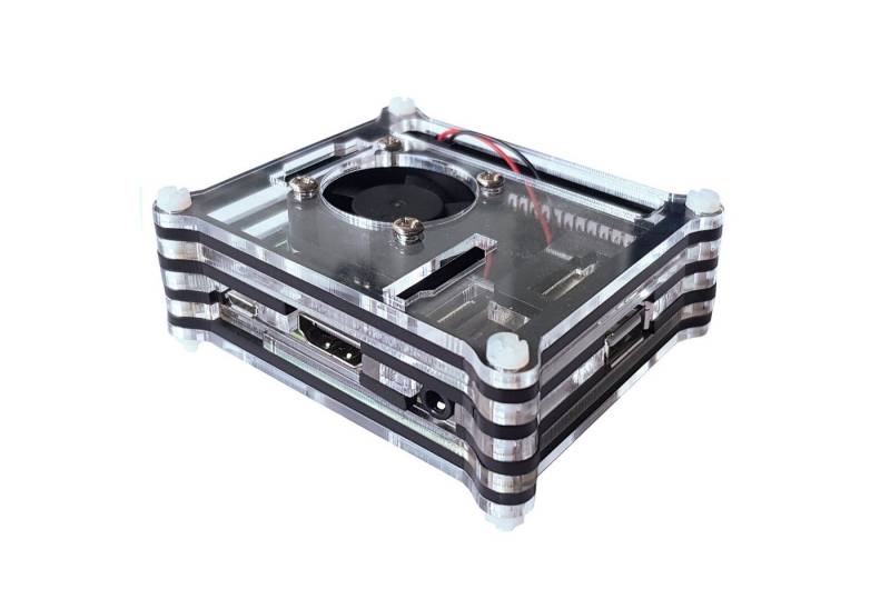 BerryBase PC-Gehäuse Gehäuse für Raspberry Pi 3 A+ mit Lüfter, stackable von BerryBase